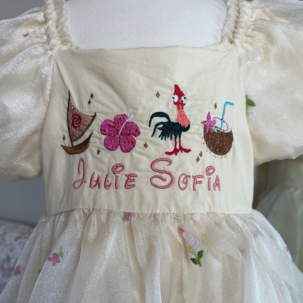 Girl Dress with Embroidery Design name (Julie Sofia) size 5T - Picture 3 of 3